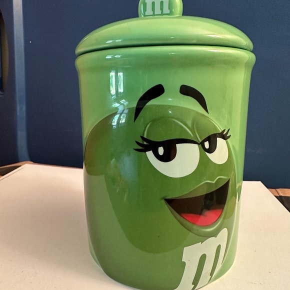 M & M  7"  GREEN LADY CERAMIC CANISTER JAR - Picture 2 of 6